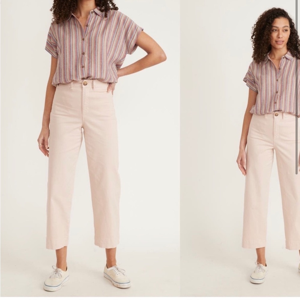 NEW • Marine Layer • Women’s Bridget Slim Wide Leg Crop Pants Peach Whip Pink 8